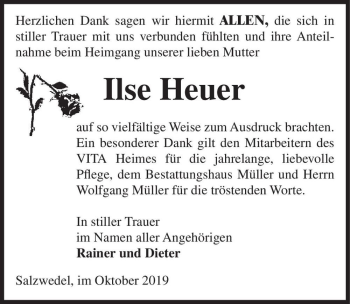 Traueranzeige von Ilse Heuer  von Magdeburger Volksstimme