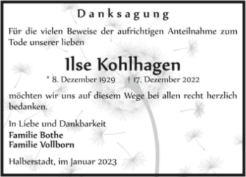 Traueranzeige von Ilse Kohlhagen  von Magdeburger Volksstimme