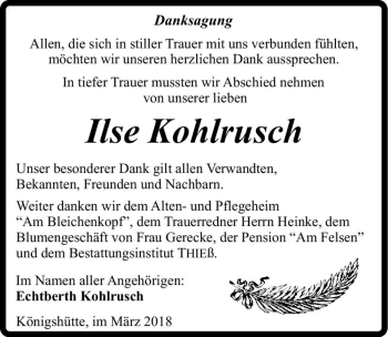 Traueranzeige von Ilse Kohlrusch  von Magdeburger Volksstimme