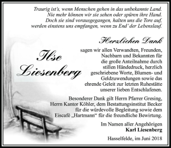Traueranzeige von Ilse Liesenberg  von Magdeburger Volksstimme