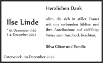 Traueranzeige von Ilse Linde von Magdeburger Volksstimme