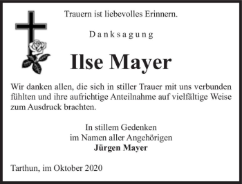 Traueranzeige von Ilse Mayer  von Magdeburger Volksstimme