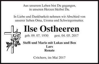 Traueranzeige von Ilse Ostheeren  von Magdeburger Volksstimme