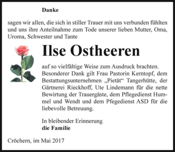 Traueranzeige von Ilse Ostheeren  von Magdeburger Volksstimme