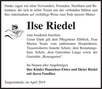 Traueranzeige von Ilse Riedel  von Magdeburger Volksstimme