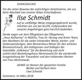 Traueranzeige von Ilse Schmidt  von Magdeburger Volksstimme