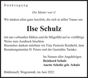 Traueranzeige von Ilse Schulz  von Magdeburger Volksstimme