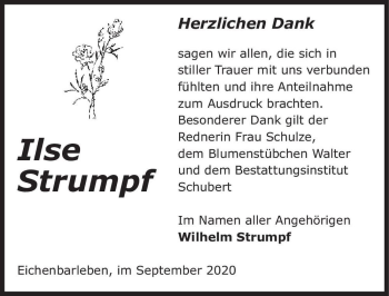 Traueranzeige von Ilse Strumpf  von Magdeburger Volksstimme