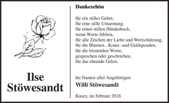 Traueranzeige von Ilse Stöwesandt  von Magdeburger Volksstimme