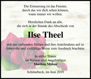 Traueranzeige von Ilse Theel  von Magdeburger Volksstimme