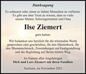 Traueranzeige von Ilse Ziemert  von Magdeburger Volksstimme