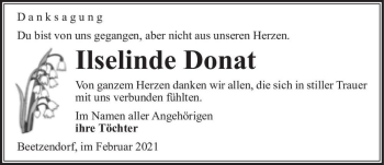 Traueranzeige von Ilselinde Donat  von Magdeburger Volksstimme