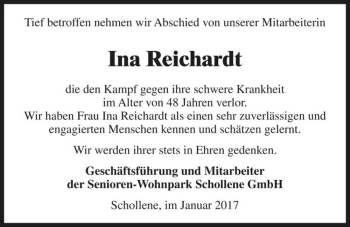 Traueranzeige von Ina Reichardt  von Magdeburger Volksstimme