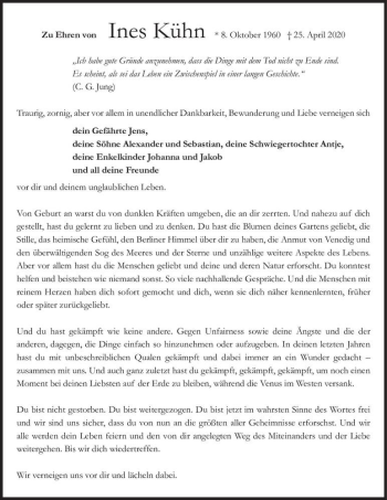 Traueranzeige von Ines Kühn  von Magdeburger Volksstimme