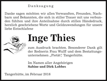 Traueranzeige von Inge Thies  von Magdeburger Volksstimme