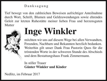 Traueranzeige von Inge Winkler  von Magdeburger Volksstimme