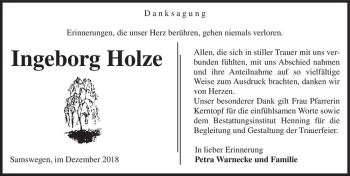Traueranzeige von Ingeborg Holze  von Magdeburger Volksstimme