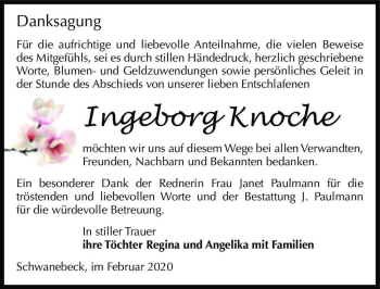 Traueranzeige von Ingeborg Knoche  von Magdeburger Volksstimme