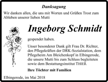 Traueranzeige von Ingeborg Schmidt  von Magdeburger Volksstimme