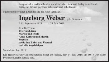 Traueranzeige von Ingeborg Weber (geb. Neumann)  von Magdeburger Volksstimme