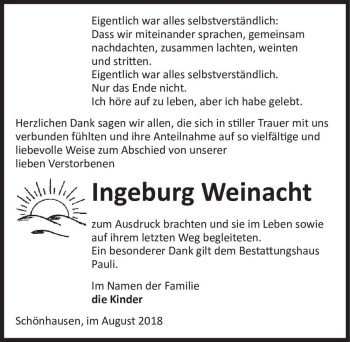 Traueranzeige von Ingeburg Weinacht  von Magdeburger Volksstimme