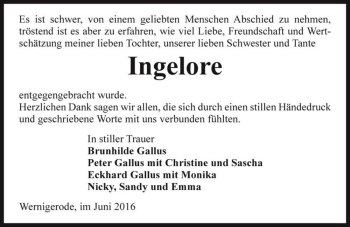 Traueranzeige von Ingelore  von Magdeburger Volksstimme