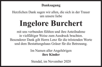 Traueranzeige von Ingelore Burchert  von Magdeburger Volksstimme