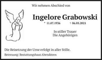 Traueranzeige von Ingelore Grabowski  von Magdeburger Volksstimme