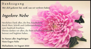 Traueranzeige von Ingelore Nebe  von Magdeburger Volksstimme