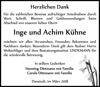 Traueranzeige von Inge und Achim Kühne  von Magdeburger Volksstimme