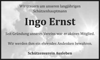 Traueranzeige von Ingo Ernst  von Magdeburger Volksstimme