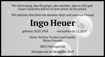 Traueranzeige von Ingo Heuer  von Magdeburger Volksstimme