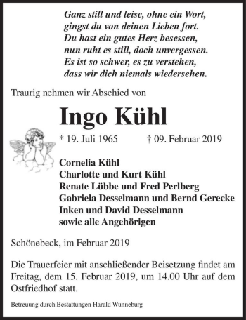 Traueranzeige von Ingo Kühl  von Magdeburger Volksstimme