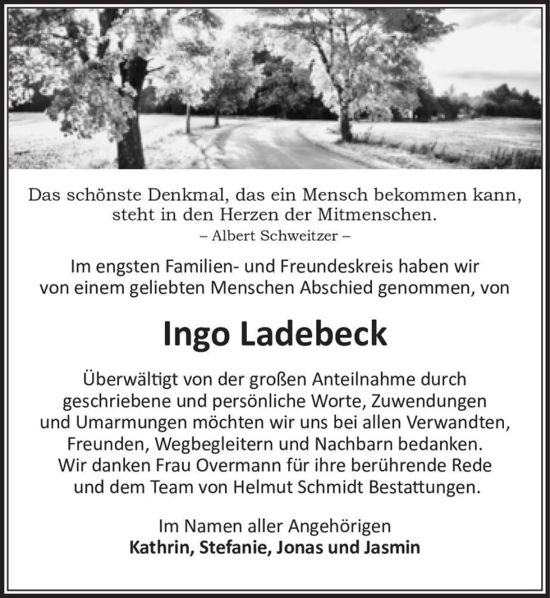  Traueranzeige für Ingo Ladebeck  vom 30.01.2021 aus Magdeburger Volksstimme