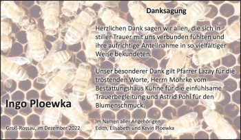 Traueranzeige von Ingo Ploewka  von Magdeburger Volksstimme