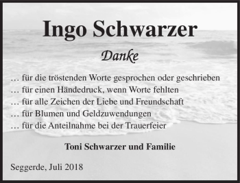 Traueranzeige von Ingo Schwarzer  von Magdeburger Volksstimme