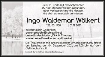 Traueranzeige von Ingo Waldemar Wölkert  von Magdeburger Volksstimme