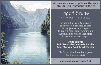 Traueranzeige von Ingolf Bruns  von Magdeburger Volksstimme