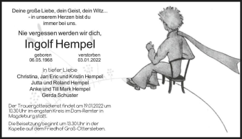 Traueranzeige von Ingolf Hempel  von Magdeburger Volksstimme