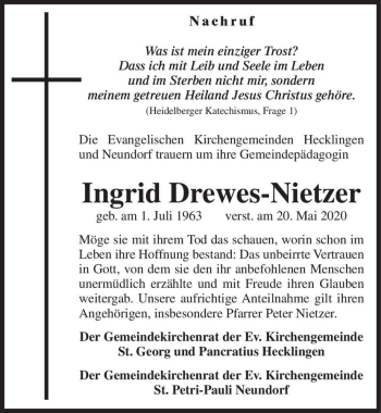 Traueranzeige von Ingrid Drewes-Nietzer  von Magdeburger Volksstimme