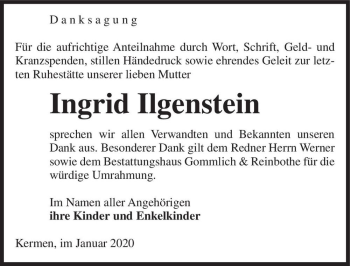 Traueranzeige von Ingrid Ilgenstein  von Magdeburger Volksstimme