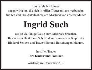 Traueranzeige von Ingrid Such  von Magdeburger Volksstimme