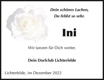 Traueranzeige von Ini  von Magdeburger Volksstimme