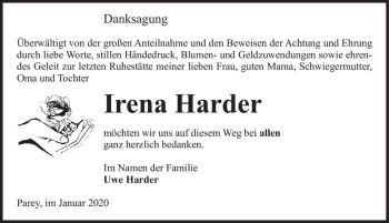 Traueranzeige von Irena Harder  von Magdeburger Volksstimme