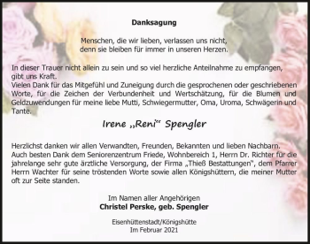 Traueranzeige von Irene ,,Reni