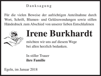 Traueranzeige von Irene Burkhardt  von Magdeburger Volksstimme