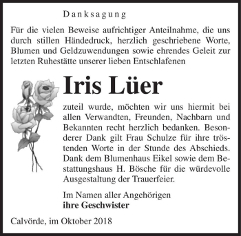Traueranzeige von Iris Lüer  von Magdeburger Volksstimme