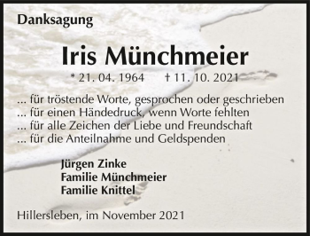 Traueranzeige von Iris Münchmeier  von Magdeburger Volksstimme