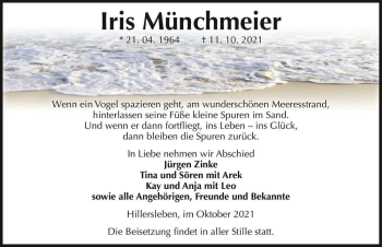 Traueranzeige von Iris Münchmeier  von Magdeburger Volksstimme