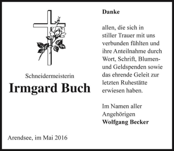 Traueranzeige von Irmgard Buch  von Magdeburger Volksstimme
